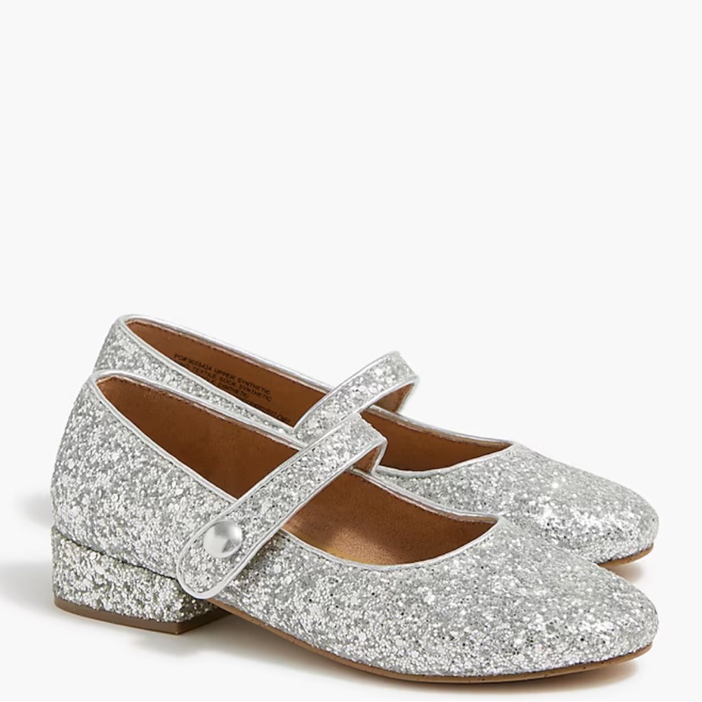 NWT J.Crew Crewcuts Girls' glittery low-heel Mary Janes